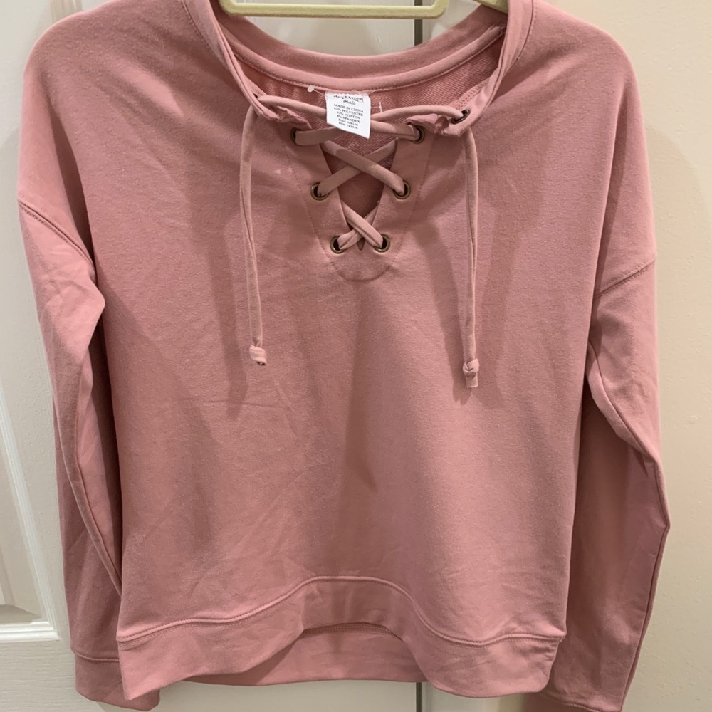 Tillys Nude Pink Criss Cross Sweater